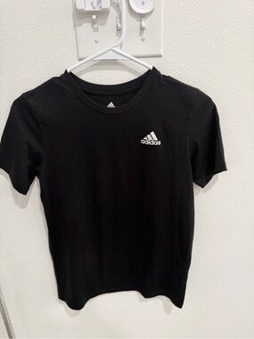 adidas Black Short-Sleeve Tee with White Logo